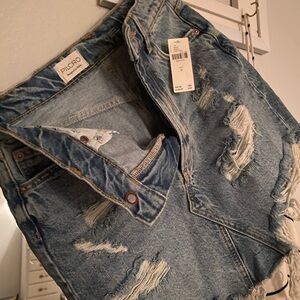 Pilcro Distressed Denim Skirt